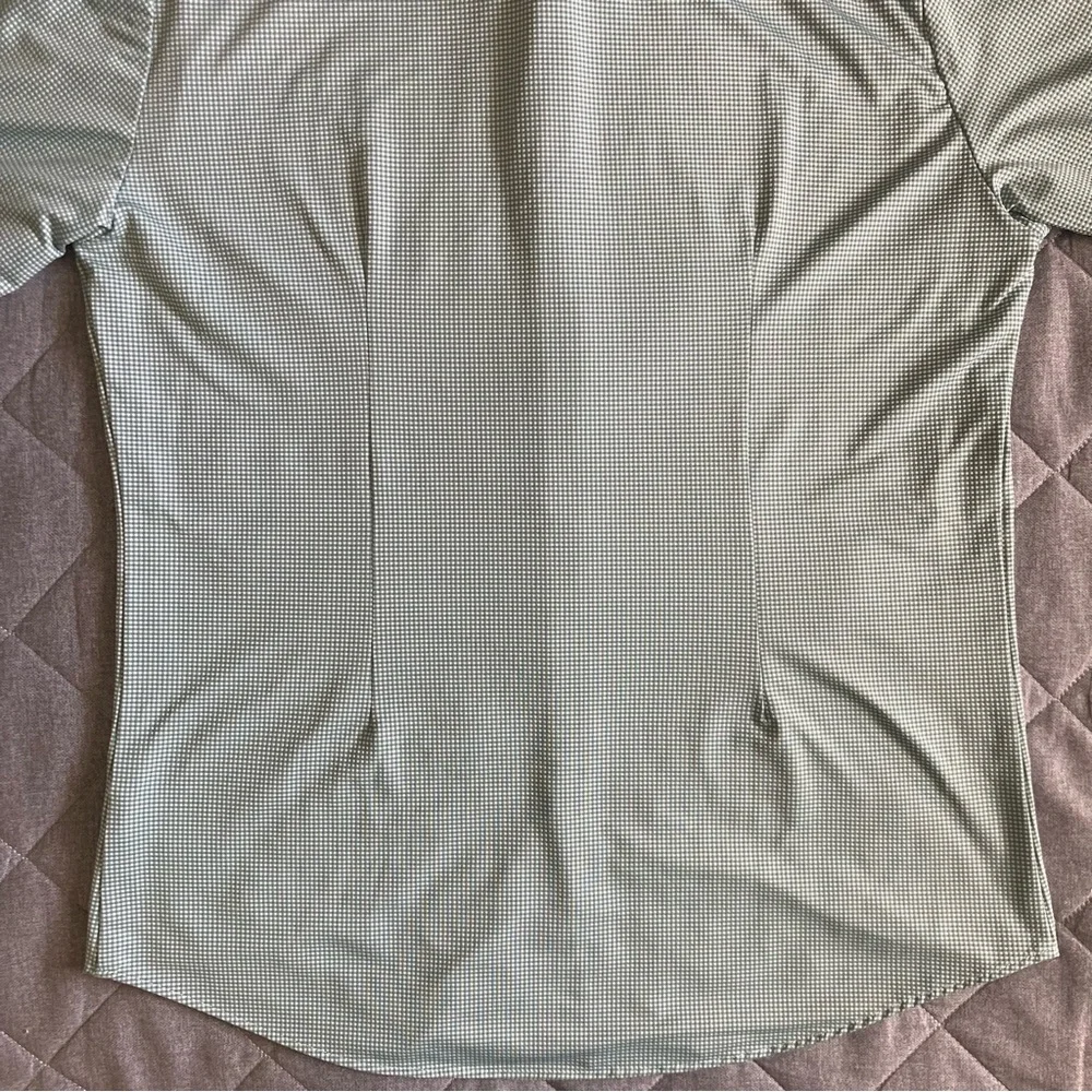 Mizzen + Main Long Sleeve Button Up Shirt Mens Large Trim Fit Green Nylon Poly - Picture 6 of 11